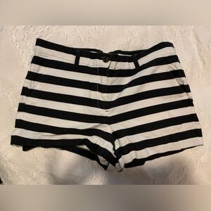 Black and white striped shorts